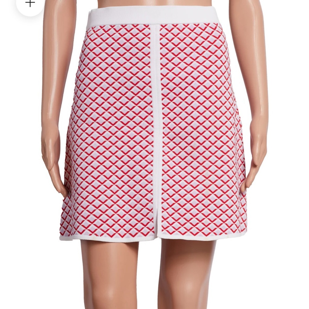 Sandro Red and White Patterned Women's Skirt